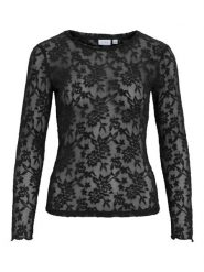 Vila Koszulka "Vizirp" w kolorze czarnym rozmiar: L. Czarne koszulki damskie Vila, l, z koronki, bez kołnierzyka. Za 104.64 zł.