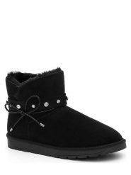 ISLAND BOOT Botki zimowe "Cristen" w kolorze czarnym rozmiar: 39. Czarne botki damskie Island Boot, na zimę, z materiału, bez obcasa, bez zapięcia. Za 127.95 zł.