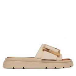 Klapki Tamaris. Białe klapki damskie Tamaris, bez wzorów, bez obcasa, bez zapięcia. Za 299.99 zł.