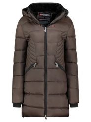 Geographical Norway Płaszcz zimowy "Bee" w kolorze ciemnobrązowym rozmiar: XXL. Brązowe płaszcze damskie Geographical Norway, na zimę, xxl, bez wzorów, z puchu, bez kaptura. Za 371.59 zł.