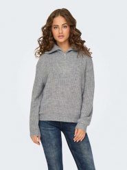 ONLY Sweter w kolorze szarym rozmiar: L. Szare swetry klasyczne damskie Only, l, prążkowane, bez kołnierzyka. Za 87.61 zł.