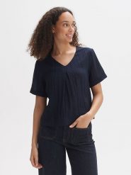 OPUS Bluzka w kolorze granatowym rozmiar: 38. Niebieskie bluzki damskie Opus, bez wzorów, bez kołnierzyka, bez ramiączek. Za 121.99 zł.