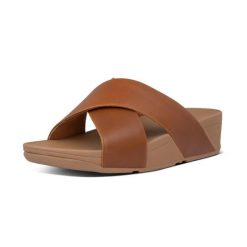 Sandały damskie FitFlop Lulu Leather. Brązowe sandały damskie FIT FLOP, bez wzorów, z materiału, bez obcasa, bez zapięcia. Za 428.50 zł.