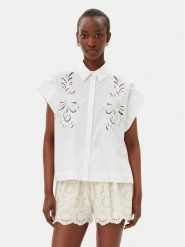 TWINSET Koszula 251TP2171 Biały Regular Fit. Białe koszule damskie Twinset, bez wzorów, z bawełny, bez kołnierzyka, bez ramiączek. Za 469.99 zł.