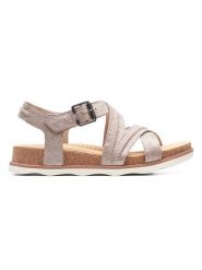 Clarks Sandały w kolorze jasnoróżowym rozmiar: 37,5. Różowe sandały damskie Clarks, bez wzorów, bez obcasa, bez zapięcia. Za 162.45 zł.