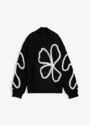 Sweter z cienkiej dzianiny. Czarne swetry klasyczne damskie bonprix, z dzianiny, bez kołnierzyka. Za 149.99 zł.
