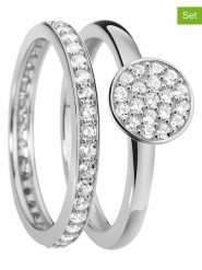 Les Favorites Pierścionki (2 szt.) z cyrkoniami rozmiar: 58. Szare pierścionki damskie Les Favorites, z cyrkonią, srebrne. Za 184.02 zł.