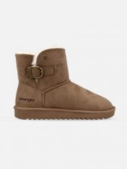 Wrangler Botki "Elsa" w kolorze szarobrązowym rozmiar: 37. Brązowe botki damskie Wrangler, bez obcasa, bez zapięcia. Za 214.95 zł.
