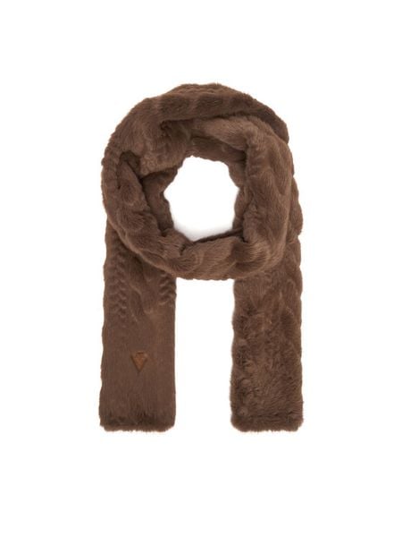 Guess Szalik W6BZ13 W4360 Brązowy. Brązowe szaliki damskie Guess, z aplikacjami. Za 344.99 zł.