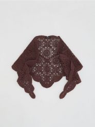 Ażurowa chusta z bawełny - ciemnobrązowy. Brązowe chusty damskie Reserved, w ażurowe wzory, z bawełny. Za 79.99 zł.