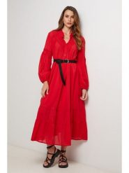 Lin Passion Sukienka w kolorze czerwonym rozmiar: 40/42. Czerwone sukienki damskie Lin Passion, bez wzorów, z bawełny, klasyczne, bez ramiączek. Za 152.99 zł.