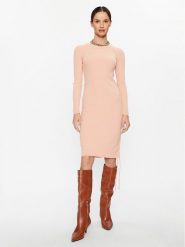 DeeZee Sukienka dzianinowa Isabella 14883 Różowy Slim Fit. Czerwone sukienki damskie DeeZee, bez wzorów, z dzianiny, bez ramiączek. Za 159.99 zł.