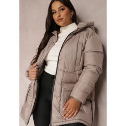 Beżowa Kurtka Pikowana Sabrino. Brązowe kurtki damskie Renee, plus size, bez wzorów. Za 199.99 zł.