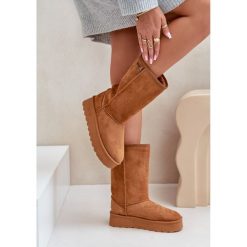 Wysokie Śniegowce Na Platformie Big Star OO274893 Camel brązowe. Brązowe śniegowce damskie . Za 205.59 zł.