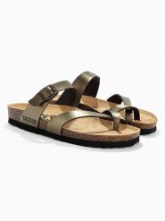 BACKSUN Skórzane japonki "Barcelone" w kolorze złotym rozmiar: 37. Żółte klapki damskie Backsun, bez wzorów, z materiału, z otwartym noskiem, bez obcasa, bez zapięcia. Za 117.99 zł.