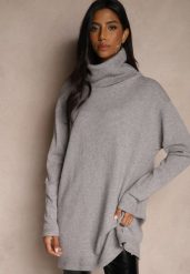 Jasnoszary Casualowy Golf Oversize z Wiskozą i Modalem Emira. Szare golfy damskie Renee, m, bez wzorów, z wiskozy, bez ramiączek. Za 79.99 zł.