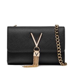 Torebka Valentino. Czarne torebki wieczorowe damskie Valentino, bez wzorów, bez dodatków. Za 199.99 zł.