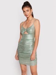 Guess Sukienka koktajlowa W2YK44 KB840 Zielony Slim Fit. Zielone sukienki damskie Guess, z aplikacjami, z syntetyku, wizytowe, bez ramiączek. Za 219.99 zł.