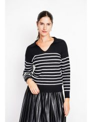 William de Faye Sweter w kolorze czarno-białym rozmiar: 38. Czarne swetry klasyczne damskie William de Faye, bez kołnierzyka. Za 104.99 zł.
