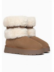 Gooce Skórzane botki zimowe "Mara" w kolorze jasnobrązowo-kremowym rozmiar: 38. Brązowe botki damskie Gooce, na zimę, z wełny, bez obcasa, na platformie, bez zapięcia. Za 260.99 zł.