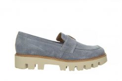 Mokasyny Bayla-159 4535 058-P Niebieski Welur 159115, Skóra naturalna - 37. Niebieskie mokasyny damskie Bayla, na lato, ze skóry, bez obcasa. W wyprzedaży za 224.10 zł.