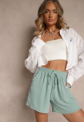 Zielone Szorty High Waist Ozdobione Sznurkiem Lunevia. Zielone szorty damskie Renee, z aplikacjami, z podwyższonym stanem. Za 34.99 zł.