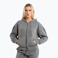 Bluza damska Pitbull Manzanita Heart Hooded Zip Sweatshirt. Szare bluzy damskie PITBULL, l, bez wzorów, z bawełny. Za 199.99 zł.