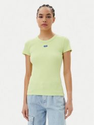 HUGO T-Shirt Easy 50523924 Zielony Slim Fit. Zielone t-shirty damskie Hugo, s, bez wzorów, z bawełny, bez kołnierzyka. Za 199.99 zł.