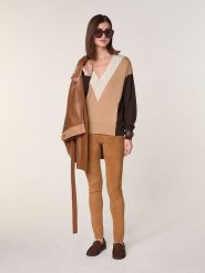 Rodier Wełniany sweter w kolorze beżowym rozmiar: S. Brązowe swetry klasyczne damskie Rodier, s, z wełny, bez kołnierzyka. Za 326.99 zł.