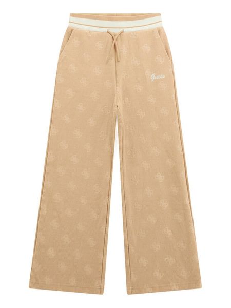 Guess Spodnie dresowe J5BQ17 K1902 Beżowy Wide Leg. Brązowe spodnie dresowe dziewczęce Guess, z aplikacjami, z dresówki. Za 209.99 zł.