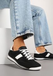 Czarne Sneakersy Ozdobione Paskiem Cleova. Czarne obuwie sportowe damskie Renee, z jeansu, bez zapięcia. Za 69.99 zł.