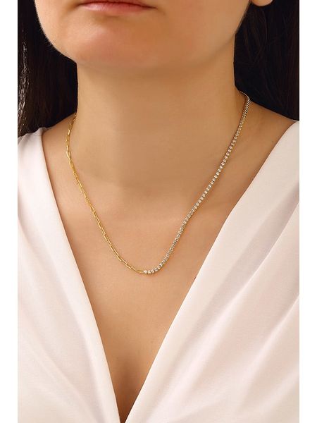 Miu Silver Pozłacany naszyjnik z kamieniami szlachetnymi - dł. 42 cm rozmiar: onesize. Szare naszyjniki damskie Miu Silver, pozłacane. Za 130.99 zł.