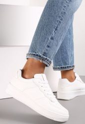Białe Sneakersy Sznurowane na Grubej Podeszwie Taleith. Białe kombinezony damskie Renee, bez wzorów, z jeansu, eleganckie, bez kołnierzyka, bez ramiączek. Za 74.99 zł.