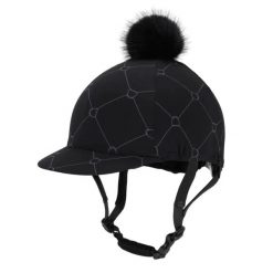 Czapka na kask jeździecki QHP Liora. Czarne czapki z daszkiem damskie QHP, bez wzorów, z elastanu. Za 128.50 zł.