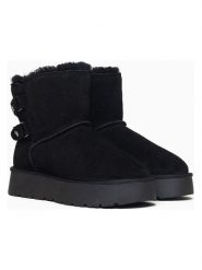NICEBAY Skórzane botki zimowe "Sheeba" w kolorze czarnym rozmiar: 38. Czarne botki damskie NICEBAY, na zimę, z materiału, bez obcasa, bez zapięcia. Za 217.99 zł.
