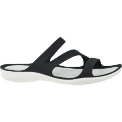 Klapki damskie Crocs Swiftwater Sandal W. Czarne klapki damskie Crocs, bez wzorów, z materiału, bez obcasa, bez zapięcia. Za 189.00 zł.