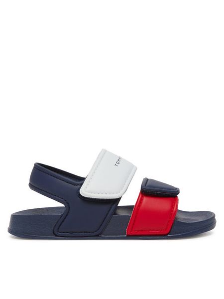Tommy Hilfiger Sandały T1X2-33913-1172Y S Granatowy. Niebieskie sandały chłopięce Tommy Hilfiger, ze skóry, bez zapięcia. Za 119.99 zł.