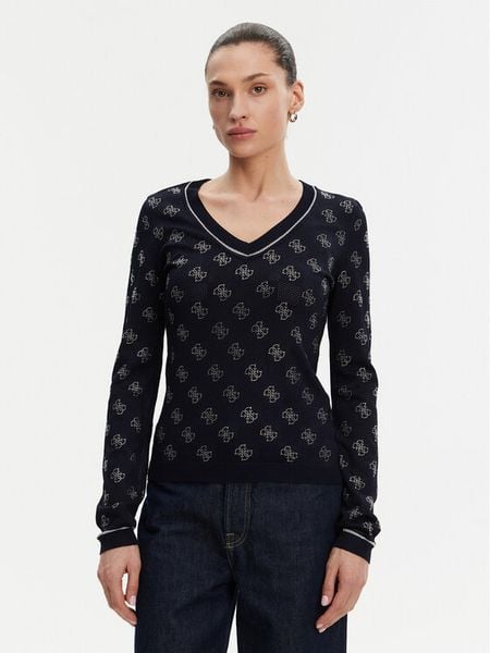 Guess Sweter W5GR07 Z3D60 Granatowy Regular Fit. Niebieskie swetry klasyczne damskie Guess, m, z wiskozy, bez kołnierzyka. Za 259.99 zł.