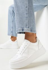 Białe Sneakersy na Platformie Agnenia. Białe obuwie sportowe damskie Born2be, bez zapięcia. Za 79.99 zł.