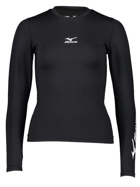 Mizuno Koszulka funkcyjna w kolorze czarnym rozmiar: XL. Czarne koszulki damskie Mizuno, xl, bez wzorów, bez kołnierzyka, bez ramiączek. Za 57.06 zł.