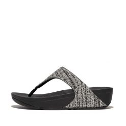 Sandały damskie FitFlop Lulu Shimmerweave. Czarne sandały damskie FIT FLOP, bez wzorów, z materiału, bez obcasa, bez zapięcia. Za 442.50 zł.