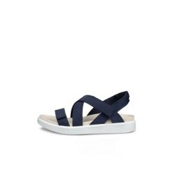 Sandały damskie Ecco Cross Strap. Niebieskie sandały damskie ECCO, bez wzorów, z materiału, bez obcasa, bez zapięcia. Za 448.10 zł.