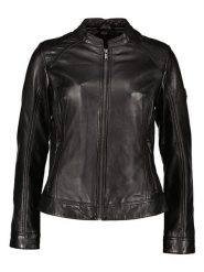HIS Skórzana kurtka w kolorze czarnym rozmiar: 36. Czarne kurtki damskie HIS, bez wzorów, ze skóry, bez kaptura. Za 339.37 zł.