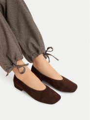 GINO ROSSI Baleriny EO-V2228-101-S Brązowy ciemny. Brązowe balerinki damskie Gino Rossi, bez wzorów, ze skóry. Za 299.99 zł.