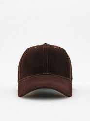 Welurowa czapka z daszkiem - ciemnobrązowy. Brązowe czapki z daszkiem damskie Reserved, bez wzorów, z weluru. Za 59.99 zł.