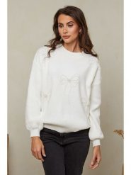 Soft Cashmere Sweter w kolorze białym rozmiar: 38/40. Białe swetry klasyczne damskie Soft Cashmere, bez kołnierzyka. Za 128.25 zł.