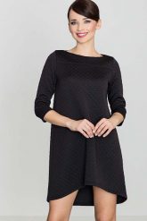Czarna Asymetryczna Sukienka Pikowana. Czarne sukienki damskie Katrus, bez wzorów, z elastanu, bez ramiączek. Za 249.00 zł.