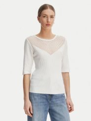 Rinascimento Bluzka CFM0012240003 Biały Slim Fit. Białe bluzki damskie Rinascimento, m, bez wzorów, z wiskozy, bez kołnierzyka, bez ramiączek. Za 299.99 zł.