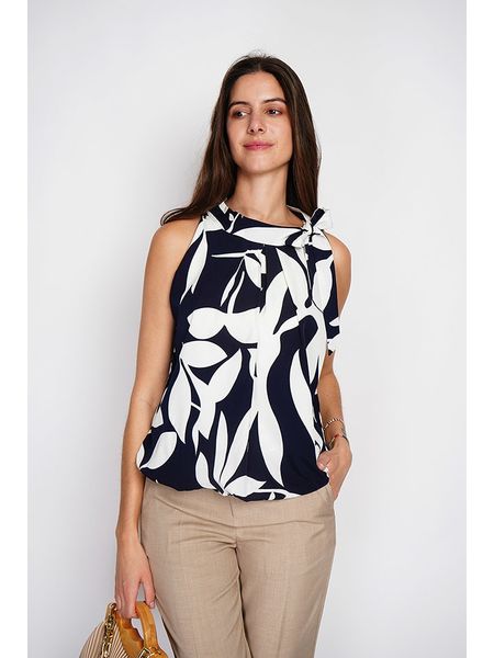 William de Faye Bluzka w kolorze granatowo-białym rozmiar: 42. Białe bluzki damskie William de Faye, bez wzorów, klasyczne, bez kołnierzyka, bez ramiączek. Za 88.02 zł.