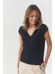 TATUUM Koszulka "Dandy" w kolorze granatowym rozmiar: L. Niebieskie koszulki damskie TATUUM, l, bez wzorów, bez kołnierzyka, bez ramiączek. Za 139.20 zł.